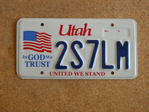 Tablica rejestracyjny USA, oryginał 4x Utah - 2