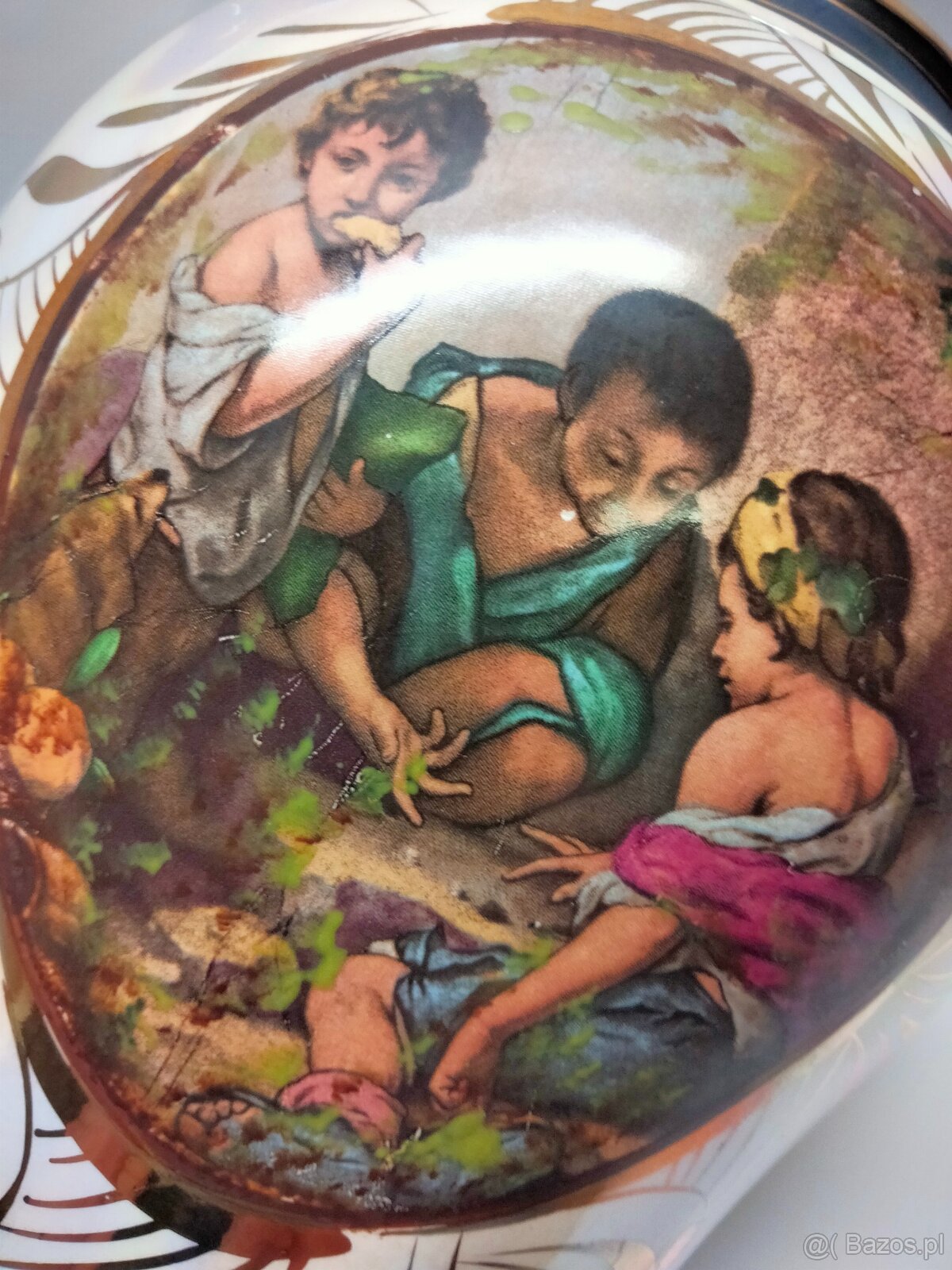 Wazon sygnowana porcelana ,kobalt ,złoto, masa perłowa - 2