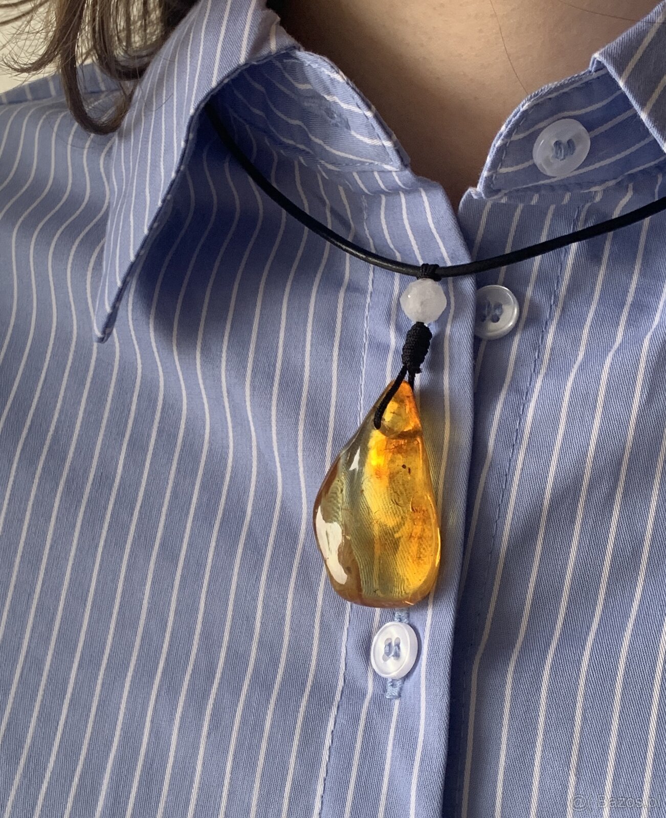 Wisiorek bursztyn naturalny bałtycki ręcznie robiony 40 mm r - 2