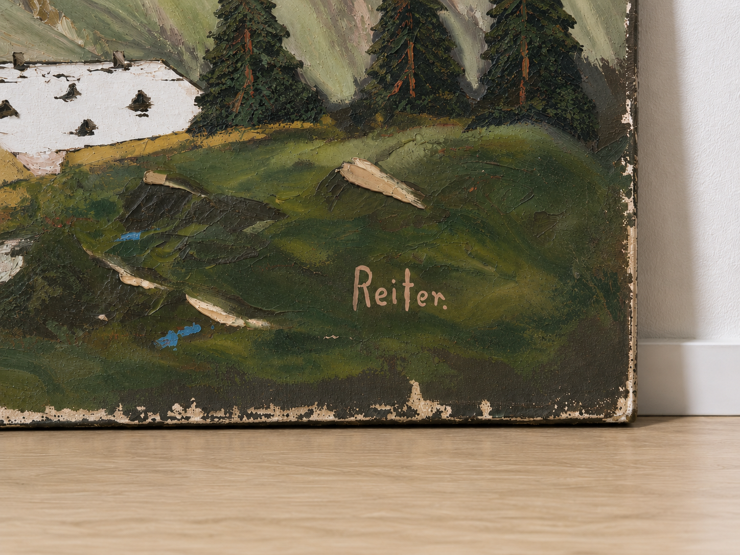 Obraz olejny Reiter – krajobraz górski – ok. 1970 r. – 80 × - 2