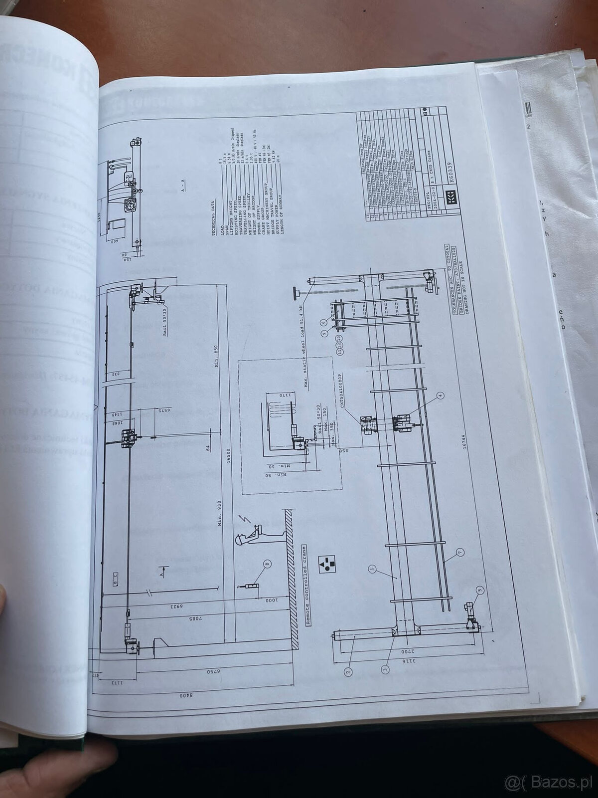 suwnice 8 ton - rozstaw 16,5 m. - 2