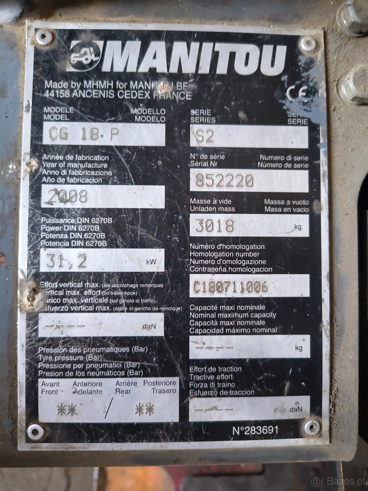 Wózek widłowy Manitou CG 18 napędzanym na gaz. - 2