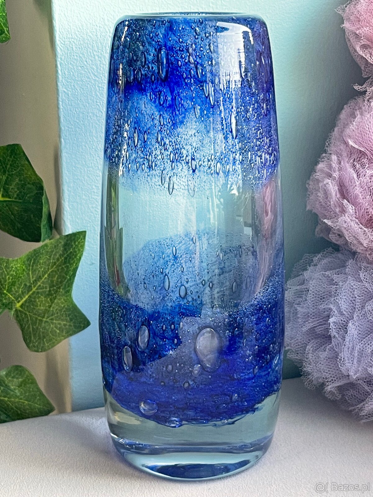 SZKŁO ARTYSTYCZNE - NIEBIESKI WAZON PULEGOSO - 2