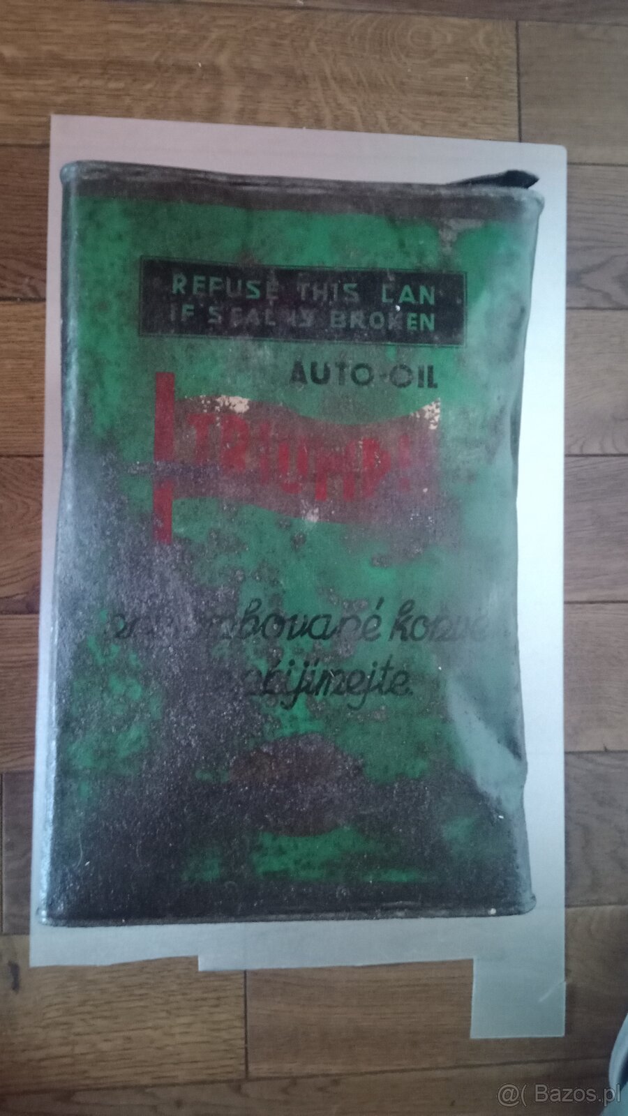 Unikátní 5-galonová plechovka TRIUMPH MOTOR OIL (30. léta, Č - 2