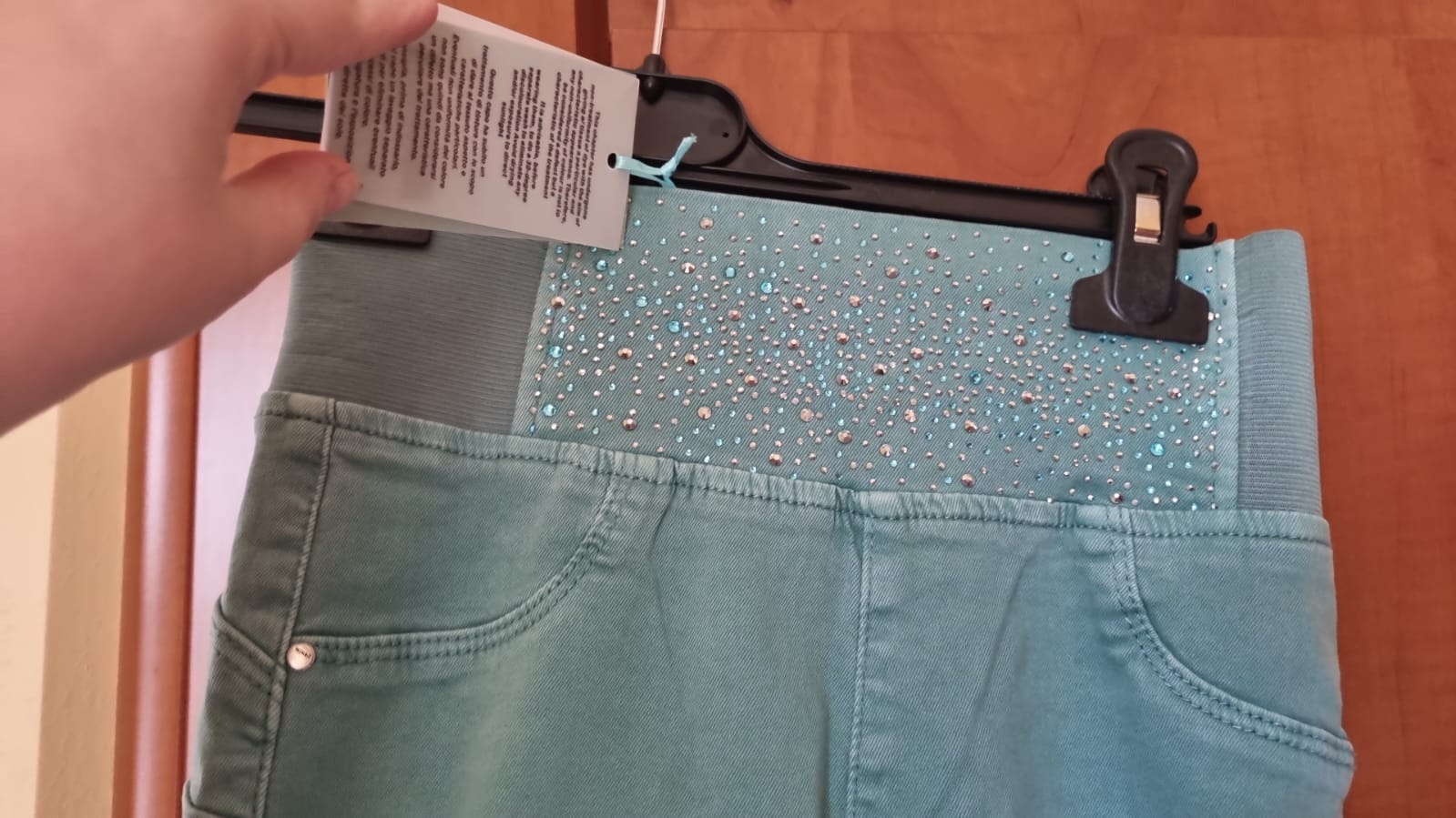 Spodnie mieta z wysoki stan - 2