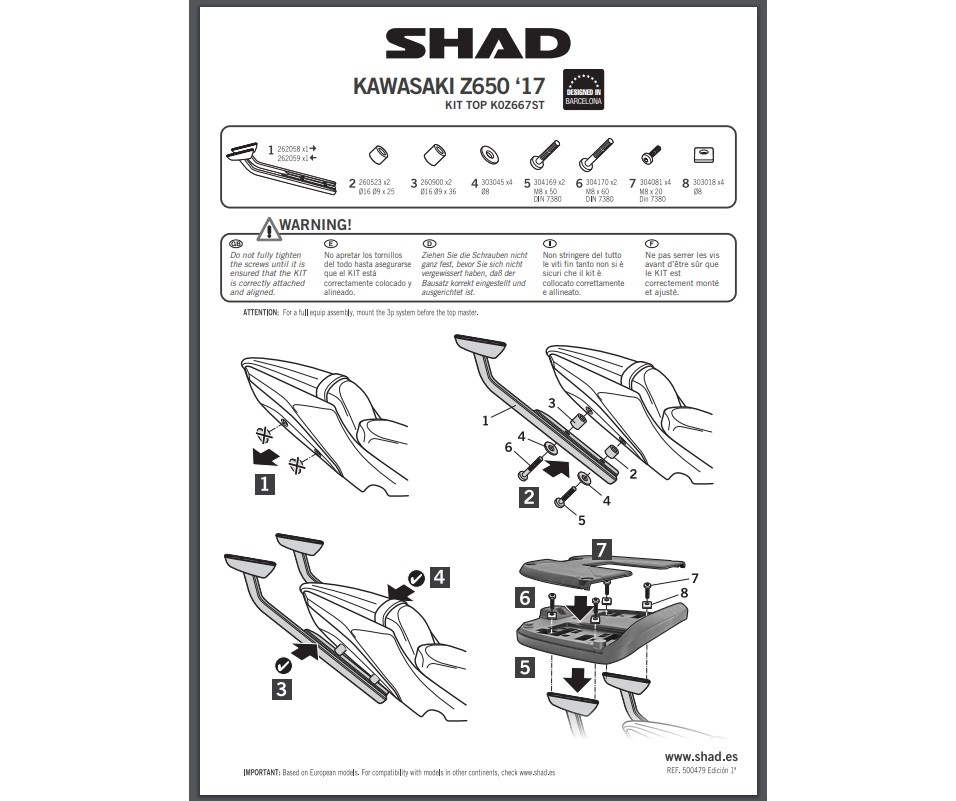 Stelaż kufra centralnego SHAD K0Z667ST - Kawasaki Ninja 650 - 2