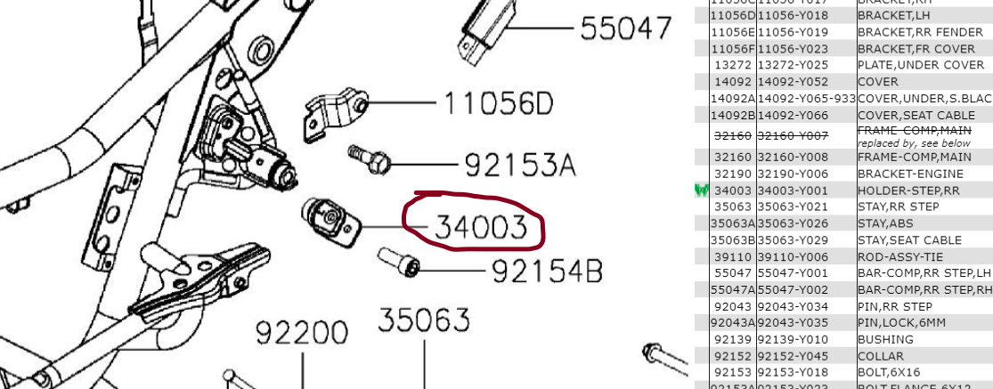 mocowanie podnóżka pasażera J300 - 2