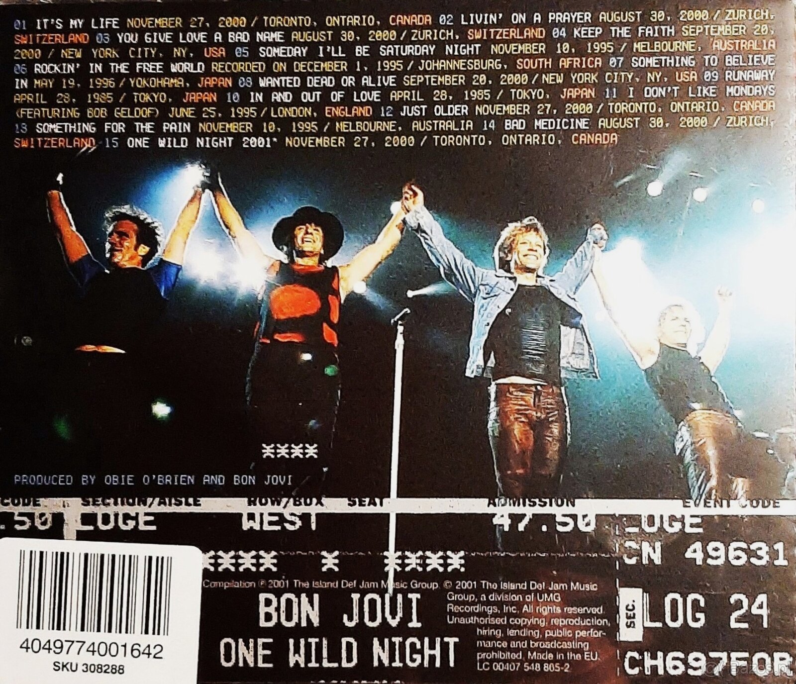 Polecam Znakomity Album CD BON JOVI Album - One Wild Night C - 2
