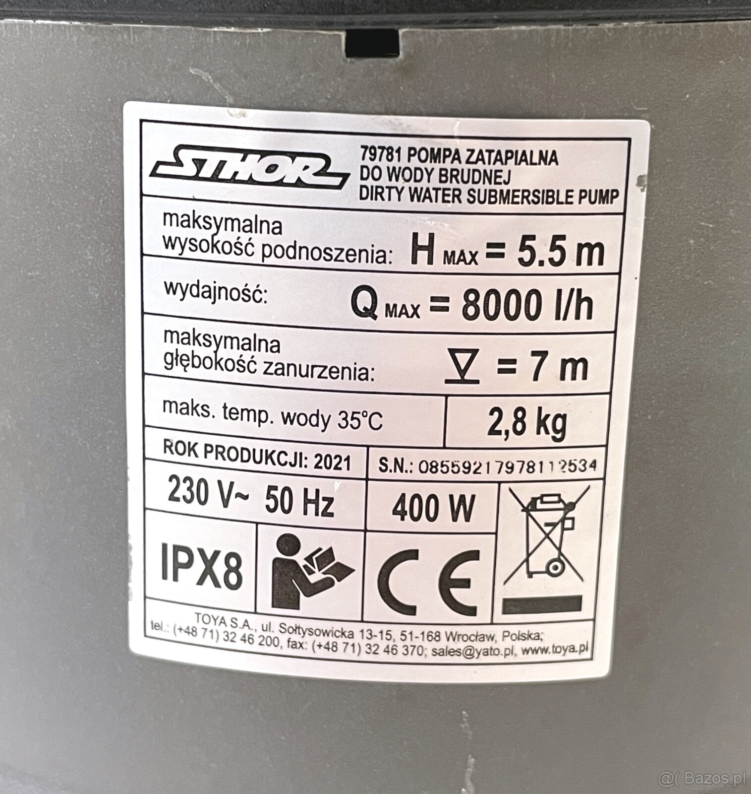 Pompa zanurzeniowa do brudnej wody 400W STHOR - 2