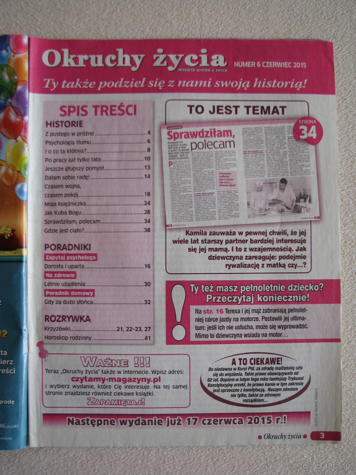 Magazyn Okruchy życia nr 6 (56) z 2015 r. Historie prosto z - 2