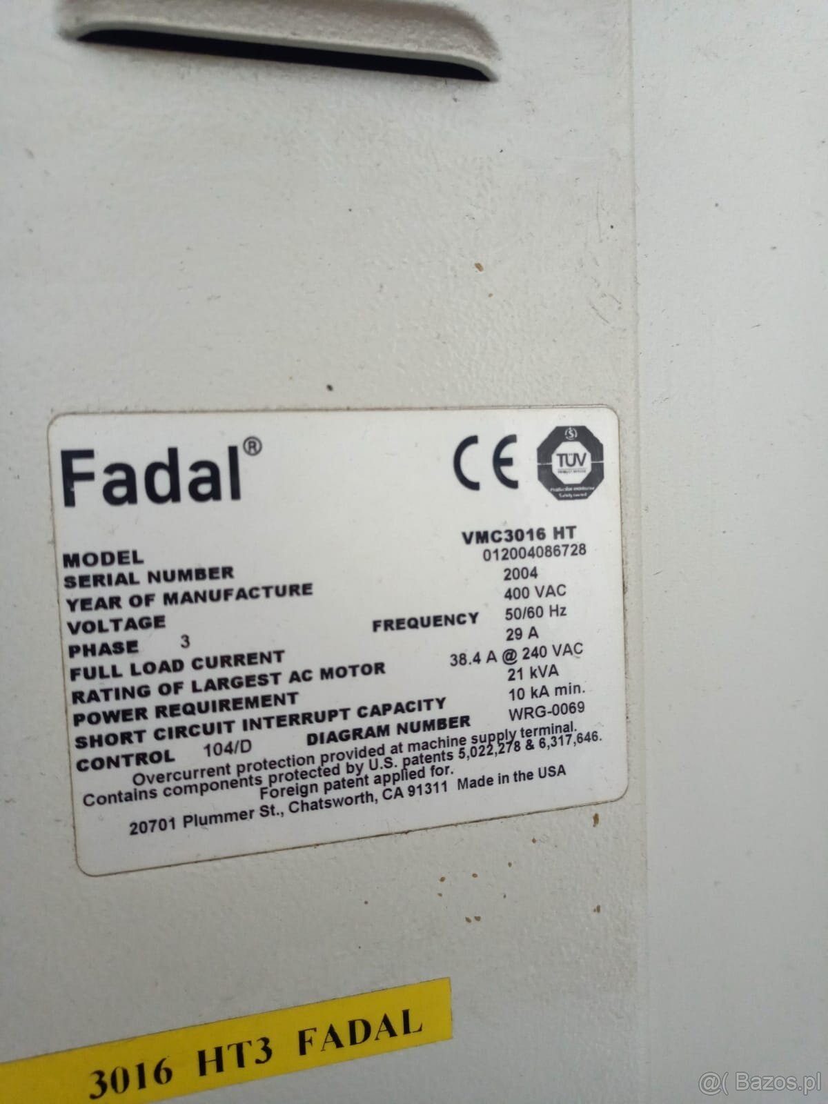 Sprzedam frezarkę CNC Fadal VMC 3016HT - 2