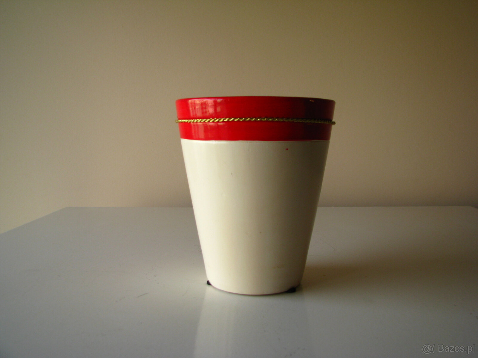 Ceramiczne naczynko, osłonka na doniczkę z serduszkiem wazon - 2