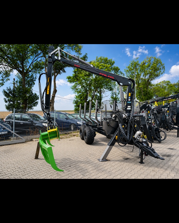 Zestaw zrywkowy PALMS - przyczepa PALMS 8D z żurawiem 3.67 - - 2