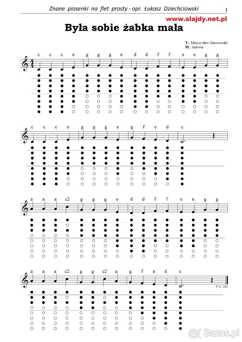 Znane piosenki na flet prosty - nuty, tabulatura, 26 mp3 - 2