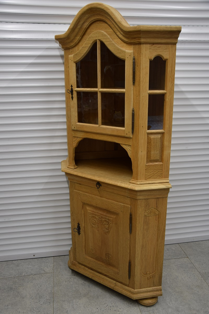 witryna narożna z drewna dębowego - jak nowa - 2