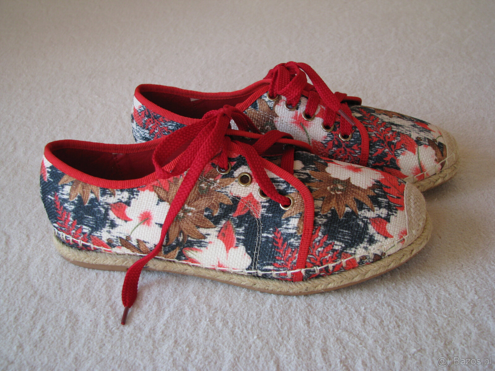 Nowe sznurowane espadryle lniane, tenisówki Sofi rozm. 38 - 2