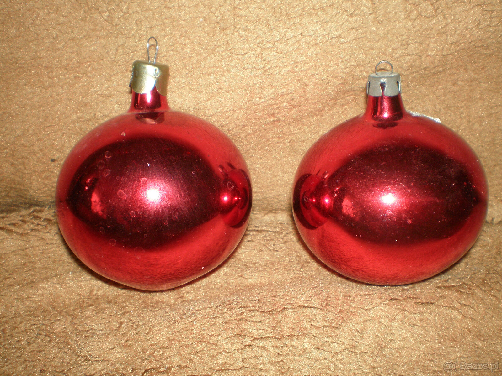Bombki choinkowe z okresu PRL, używane. Czerwone bombki ozdo - 2