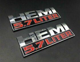Dodge RAM, emblem 2 szt, napis 5,7 litra HEMI - chrom - 2