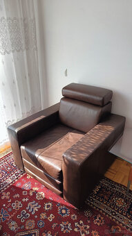 Sofa narożna wypoczynkowa brąz ekoskóra - 2