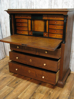 Stary sekretarzyk dębowy biedermeier oryginał - 2