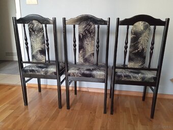 3 Krzesła drewniane tapicerowane czarne - 2