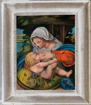 Matka boska karmiąca - Obraz olejny - 50 na 70 cm - 2