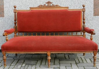 Meble salonowe ok. 1880-90, lite brązowe drewno, - 2