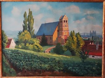 Obraz olejny na płótnie Antone Heydt (1880) pejzaż z winnicą - 2