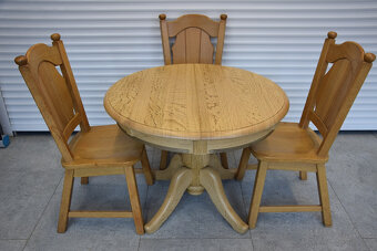 stół rozkładany i 4 krzesła - cały komplet z drewna dębowego - 2