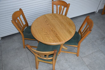 stół rozkładany i 4 krzesła - cały komplet z drewna dębowego - 2