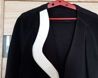 Marynarka, żakiet, czarny, jednostronna biała klapa - super - 2
