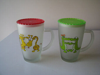 Zakochane szklanki, kubki ze szronionego szkła z pokrywką - 2