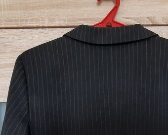 Marynarka, żakiet, damska, wełna, szary, delikatne prążki - 2