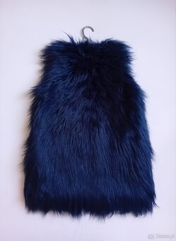 Granatowa kamizelka damska futrzana ciepła zimowa - 2