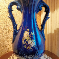 Wielki wazon Kobalt-porcelana włoska sygnowany Rajski ptak-z - 2