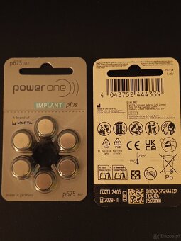 Baterie Varta Power One Implant Plus typu 675 (PR44), - 2