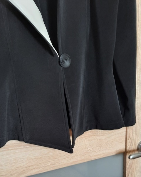 Marynarka, żakiet, czarny, jednostronna biała klapa - super - 3