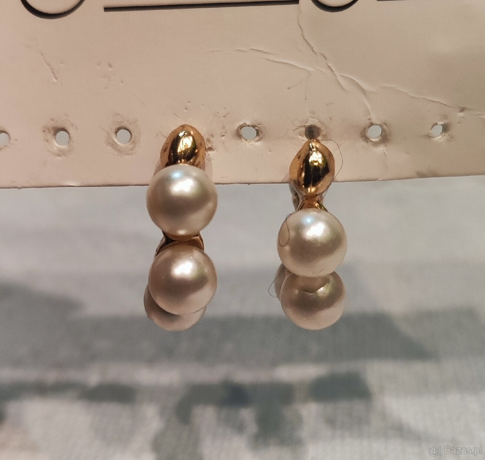 Kolczyki małe koła z perełkami - 3