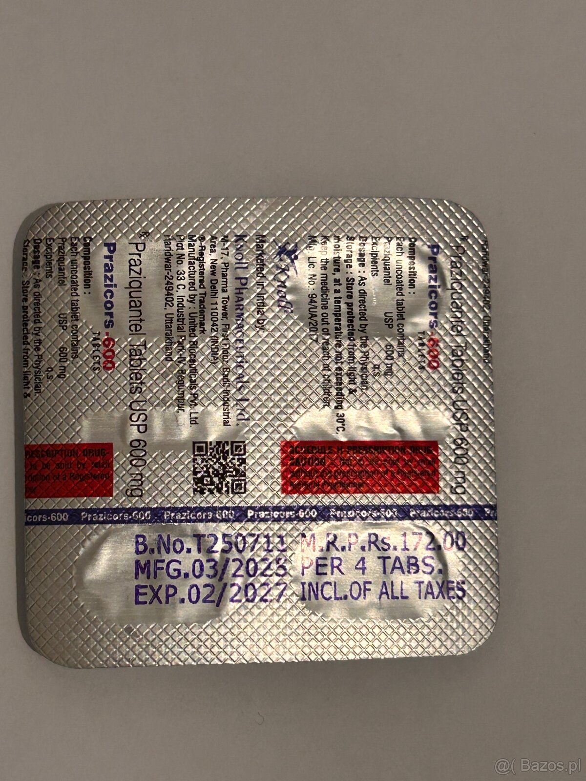 Alinia 500, nizonide500, Prazykwantel 600,Iwermektyna 12mg - 3