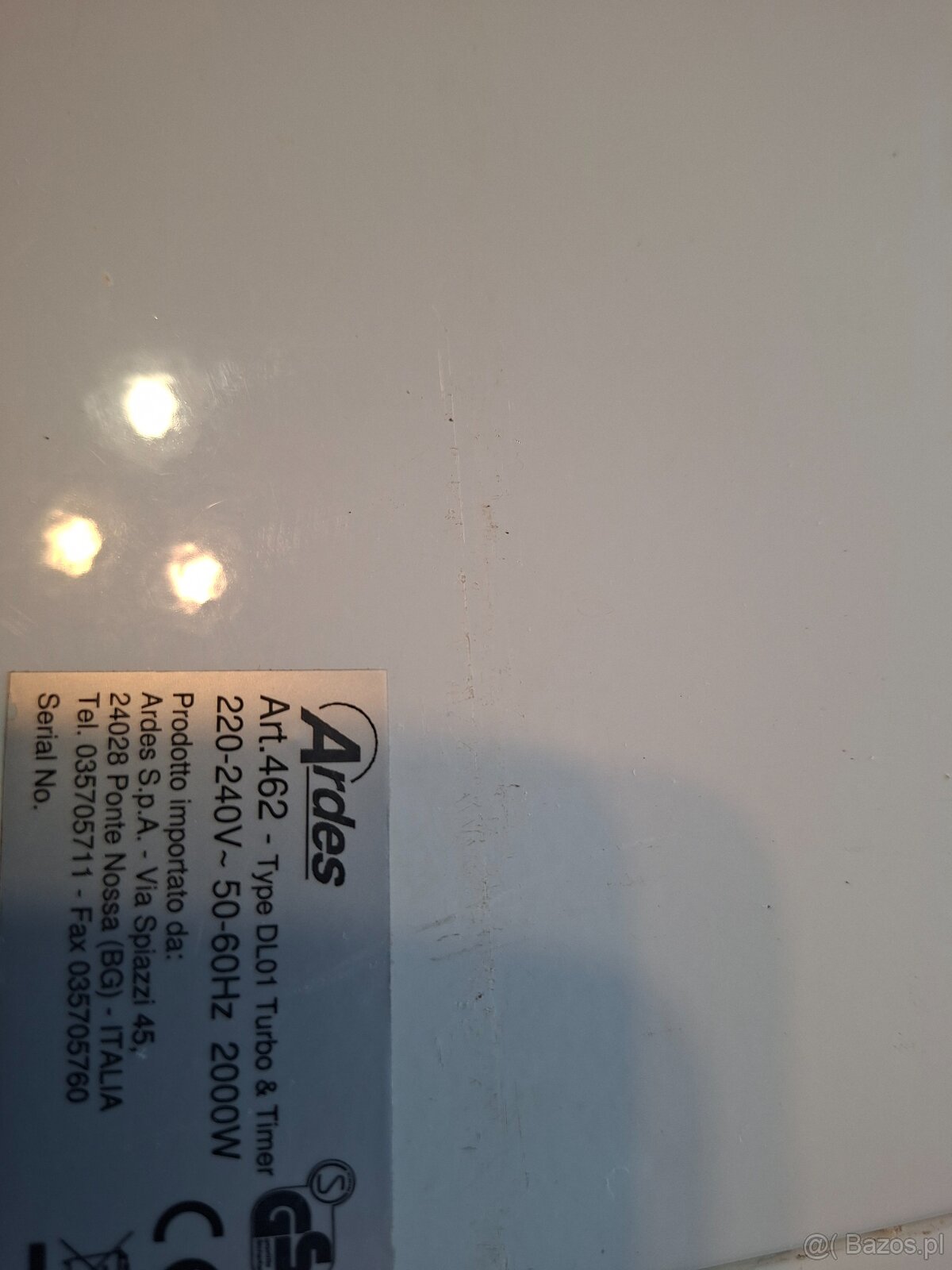 Grzejnik elektryczny z nadmuchem ARDES 220-240v 50-60hz 2000 - 3