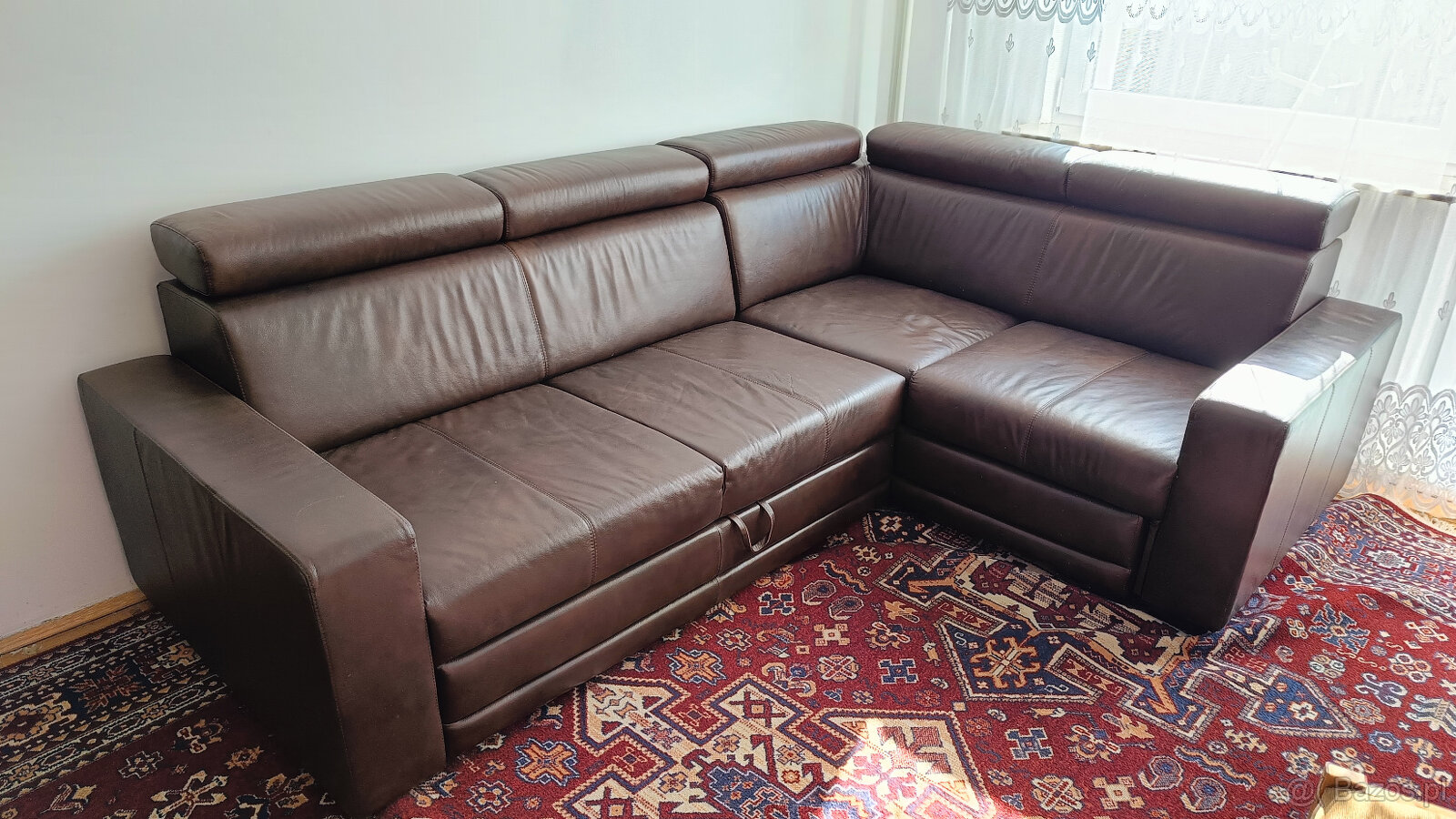 Sofa narożna wypoczynkowa brąz ekoskóra - 3