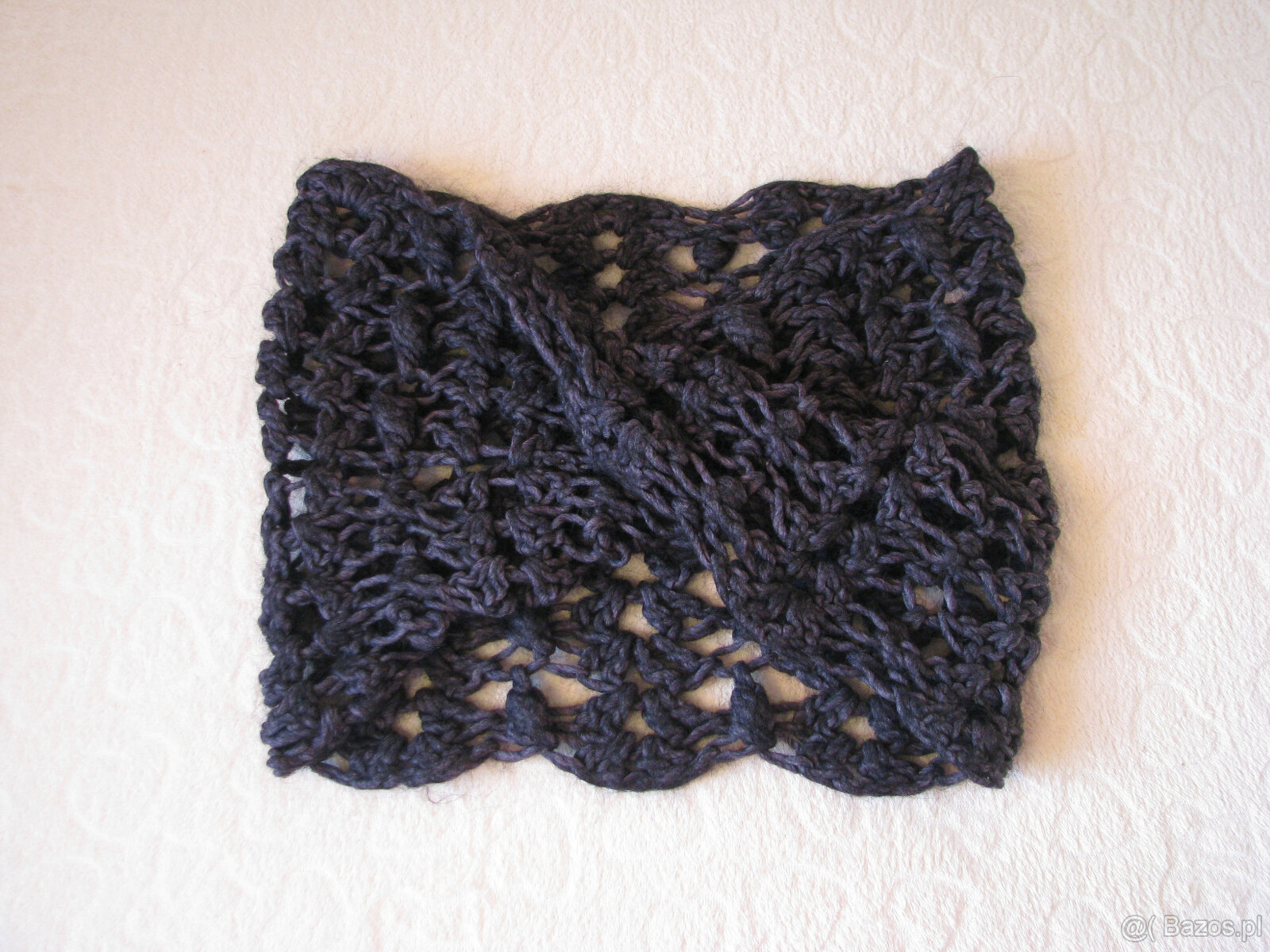 Ażurkowy szal – komin w kolorze ciepłego grafitu - 3