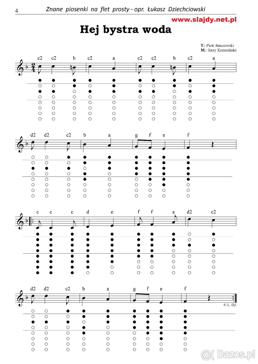 Znane piosenki na flet prosty - nuty, tabulatura, 26 mp3 - 3