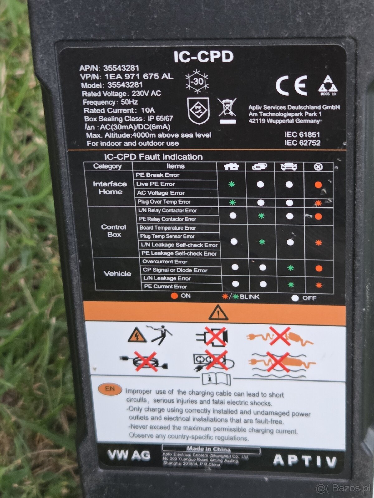 ORYGINALNA ŁADOWARKA VW przewód ładowania Typ 2 - 3