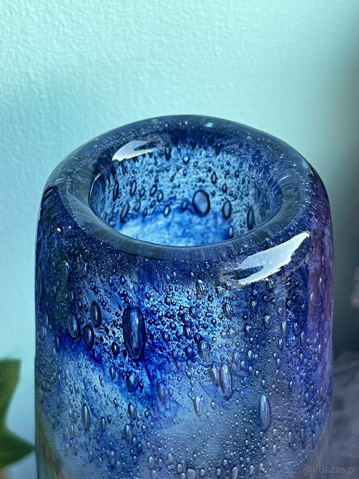 SZKŁO ARTYSTYCZNE - NIEBIESKI WAZON PULEGOSO - 3