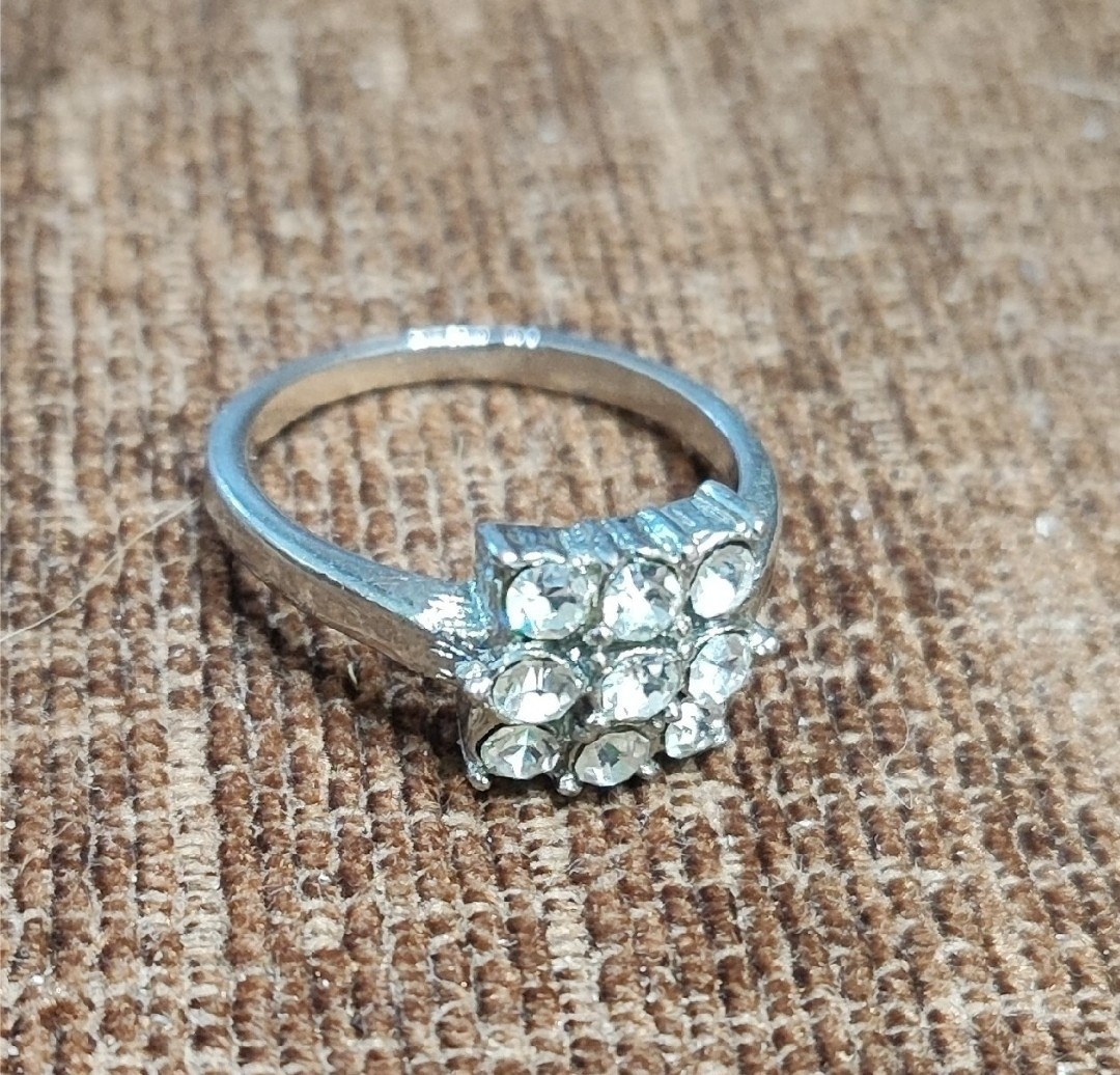 Pierścionek białe kryształki - 3