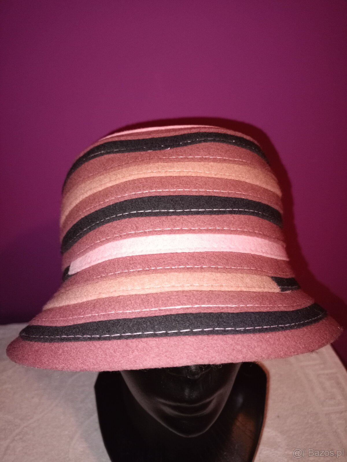 Kapelusz damski jesienno – zimowy typu bucket 100 % wełna w - 3