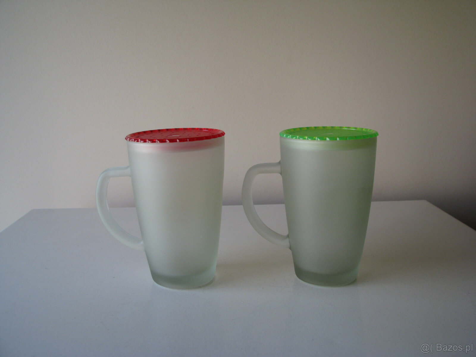 Zakochane szklanki, kubki ze szronionego szkła z pokrywką - 3