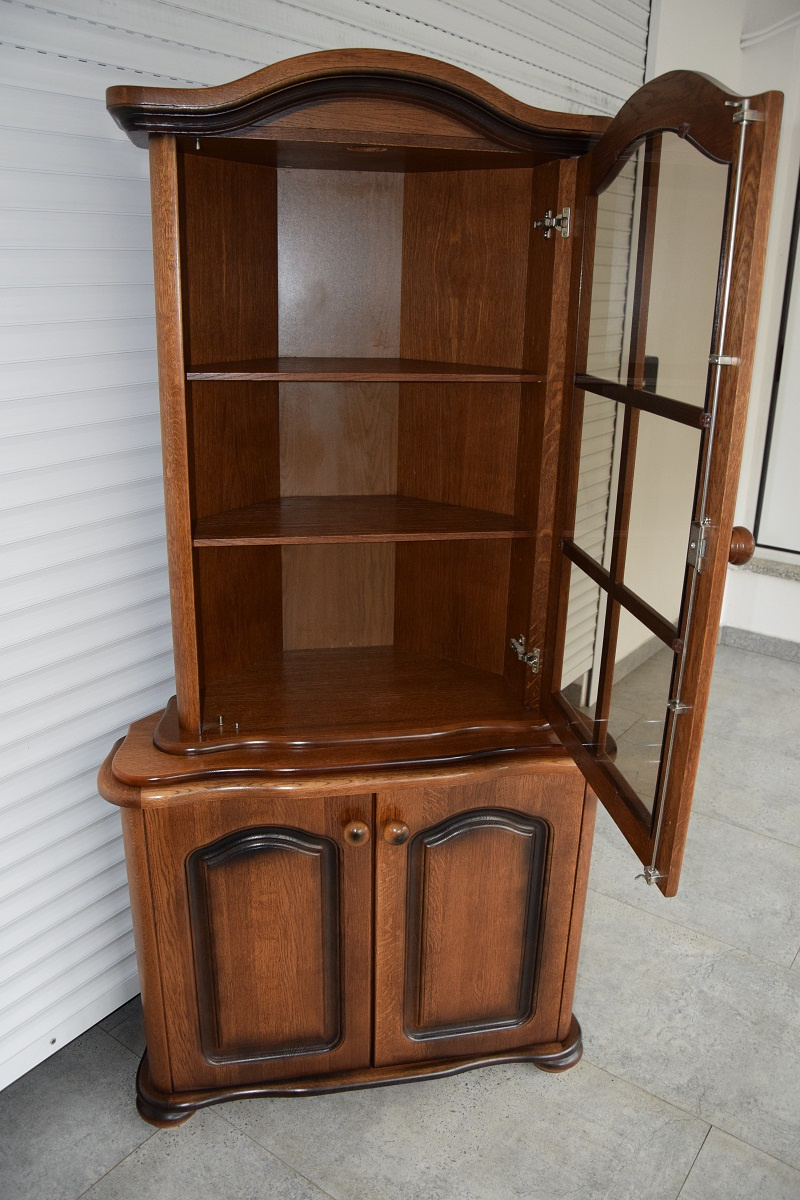 witryna narożna dębowa - jak nowa - 3