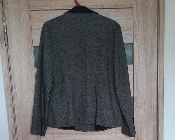 Marynarka-żakiet damska, rozm. 40, szara, czarne klapy - 3
